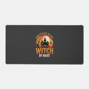 Hair Stylist Witch Halloween Vintage Design_1 Desk Mat