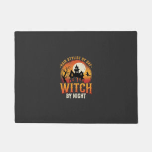 Hair Stylist Witch Halloween Vintage Design_1 Doormat
