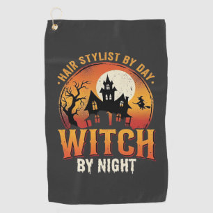 Hair Stylist Witch Halloween Vintage Design_1 Golf Towel