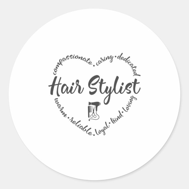 Hair stylist with hair dryer and comb classic round sticker (Front)