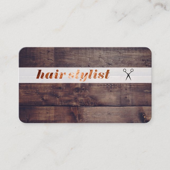 Hair Stylist Wood Panel Business Card (Front)