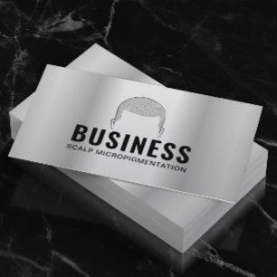 Hair Tattoo Scalp Micropigmentation Modern Metal Business Card
