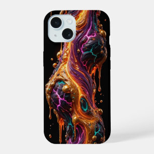 Hair Thin Lava Filament - Gold Teal Magenta Volcan iPhone 15 Case