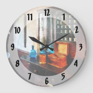 Hair Tonic and Shaving Mugs Large Clock