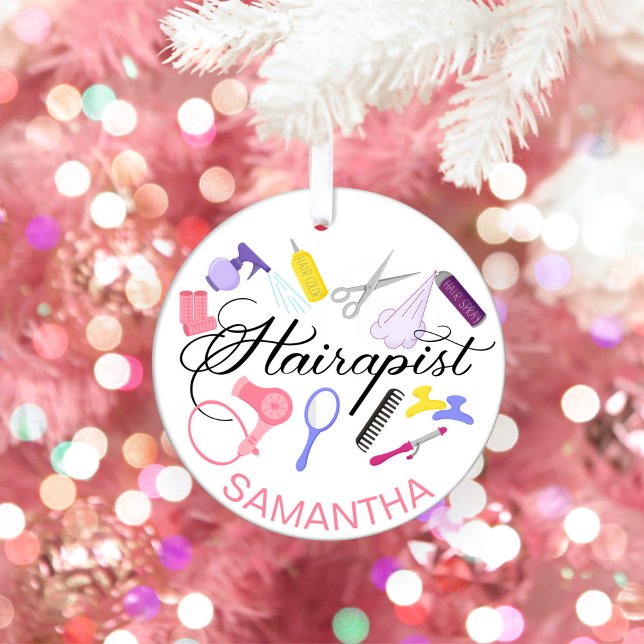 Hairapist Hairdresser Hair Stylist Barber Design Ceramic Ornament (Creator Uploaded)