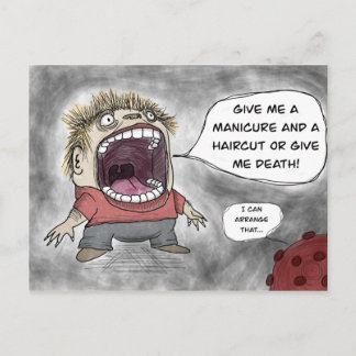 Haircut or die! postcard