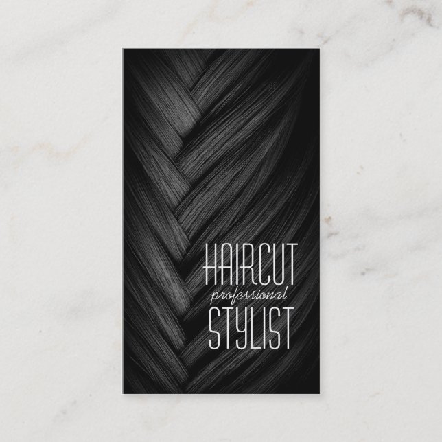 Haircut Stylist Hairdresser Black Business Card (Front)