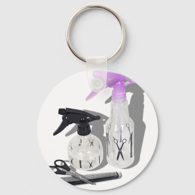 HaircutSprayBottle060910Shadows Key Ring (Front)