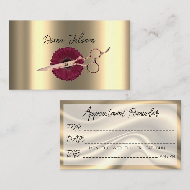 Hairdresser Appointment Reminder Black Marble Business Card (Front/Back)