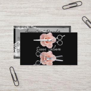 Hairdresser Appointment Reminder Black Marble Business Card