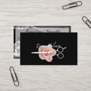 Hairdresser Appointment Reminder Black Marble Business Card