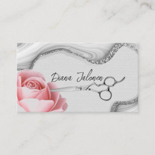 Hairdresser Appointment Reminder Black Marble Business Card