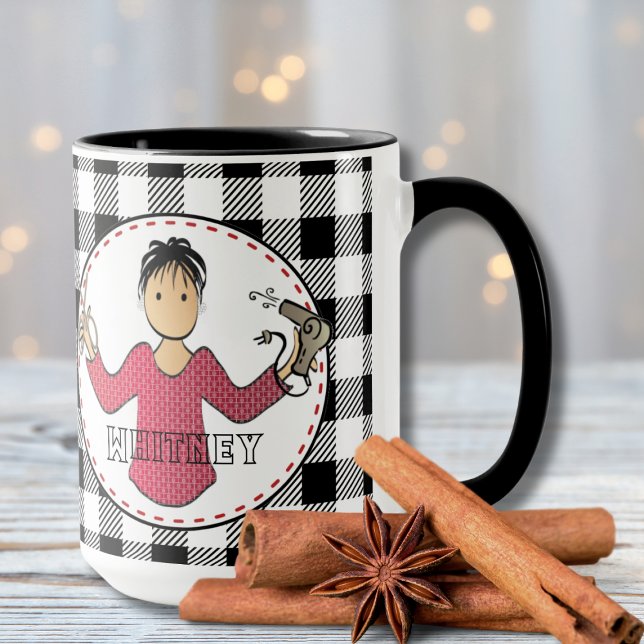Hairdresser Beautician Christmas Funny Cartoon Mug (Creator Uploaded)
