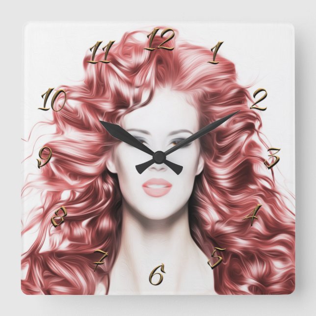 Hairdresser-beauty salon square wall clock (Front)