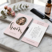 Hairdresser Blush Pink Black Script Photo