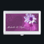 Hairdresser Business Card Holder<br><div class="desc">Hairdresser business card holder for women with beautiful chic design that includes a fashion hair model with a fashionable purple background with a pretty flower on the cover and text you can easily make your own by personalising the text with your company or name. Designed for a beauty business, hair...</div>