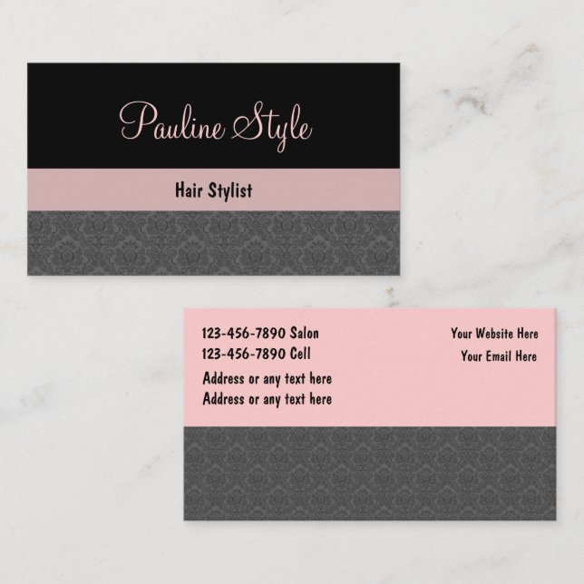 Hairdresser Business Cards Damask (Front/Back)