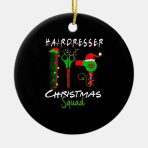 Hairdresser Christmas Crew Matching Gifts Ceramic Ornament