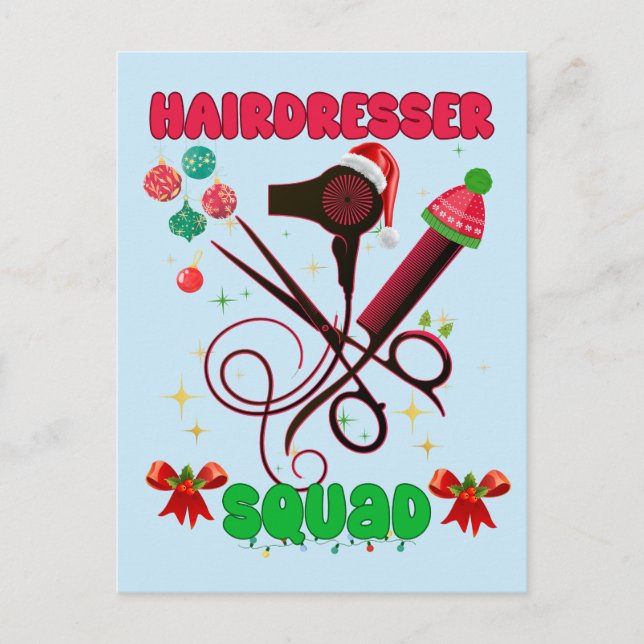 Hairdresser Christmas Squad Hair Salon Funny  Postcard (Front)