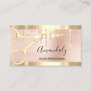 Hairdresser Coiffeur Gold Scissors Rose Gold Business Card