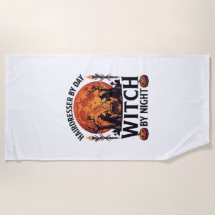 Hairdresser Day Witch Night Halloween Comb Scissor Beach Towel