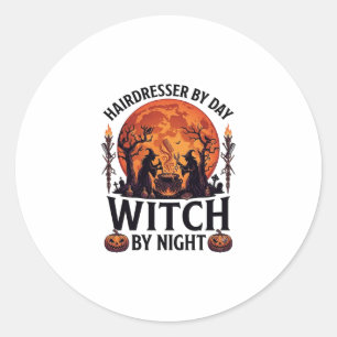 Hairdresser Day Witch Night Halloween Comb Scissor Classic Round Sticker