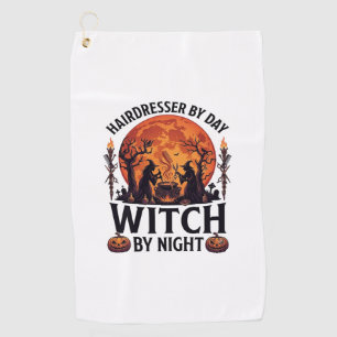 Hairdresser Day Witch Night Halloween Comb Scissor Golf Towel