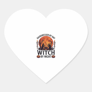 Hairdresser Day Witch Night Halloween Comb Scissor Heart Sticker
