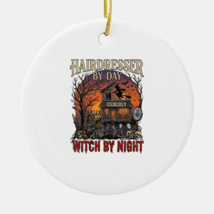 Hairdresser Day Witch Night Halloween Salon Skulls Ceramic Ornament