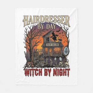 Hairdresser Day Witch Night Halloween Salon Skulls Fleece Blanket