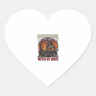 Hairdresser Day Witch Night Halloween Salon Skulls Heart Sticker