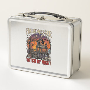 Hairdresser Day Witch Night Halloween Salon Skulls Metal Lunch Box