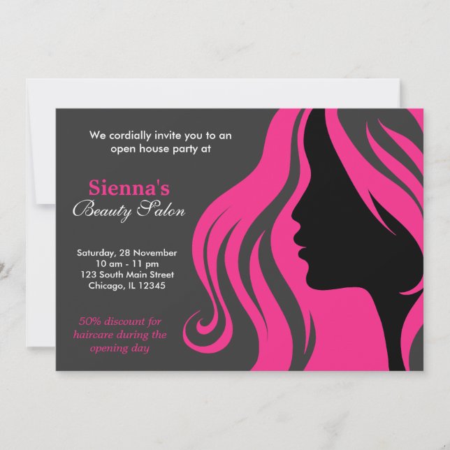 Hairdresser (Deep Pink) Invitation (Front)