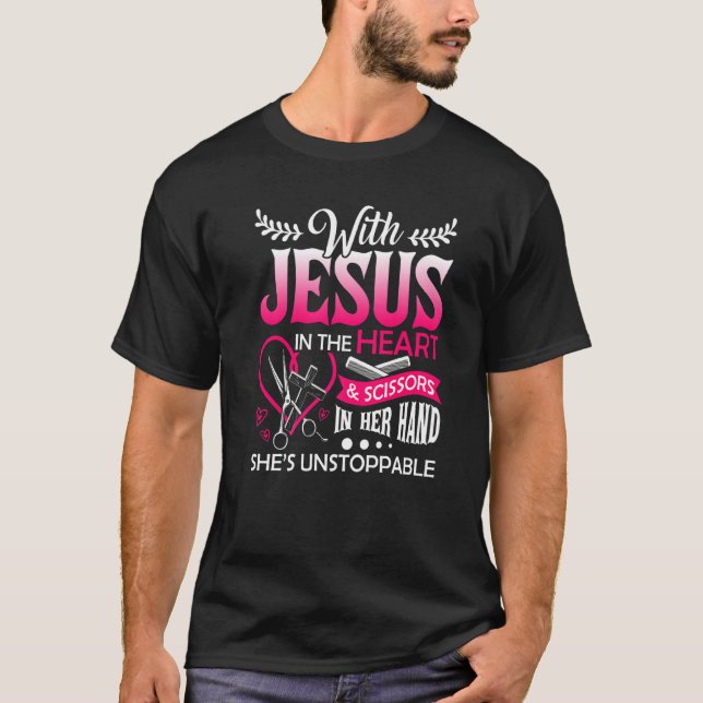 Hairdresser Designs Girls Women Christian Hairstyl T-Shirt (Front)