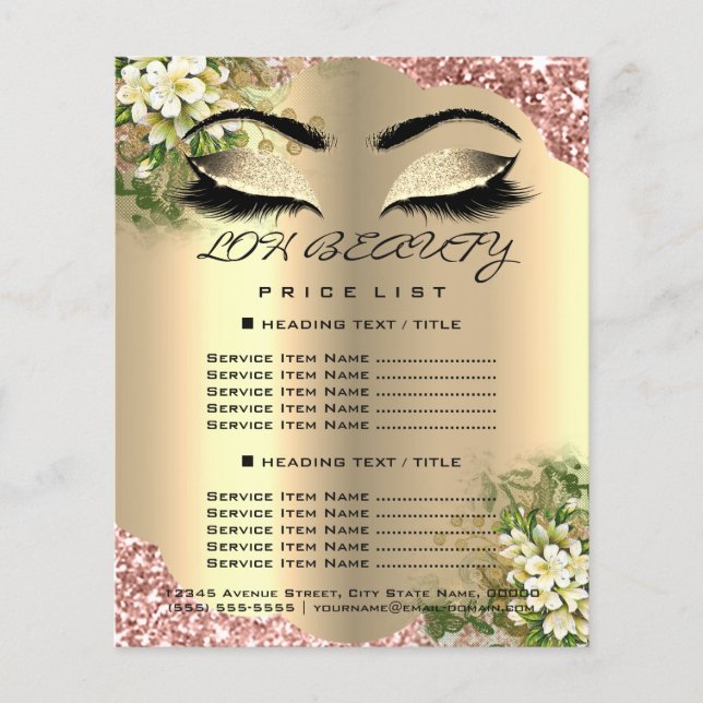 Hairdresser Eyelashes Makeup Artist Price List Flyer (Front)