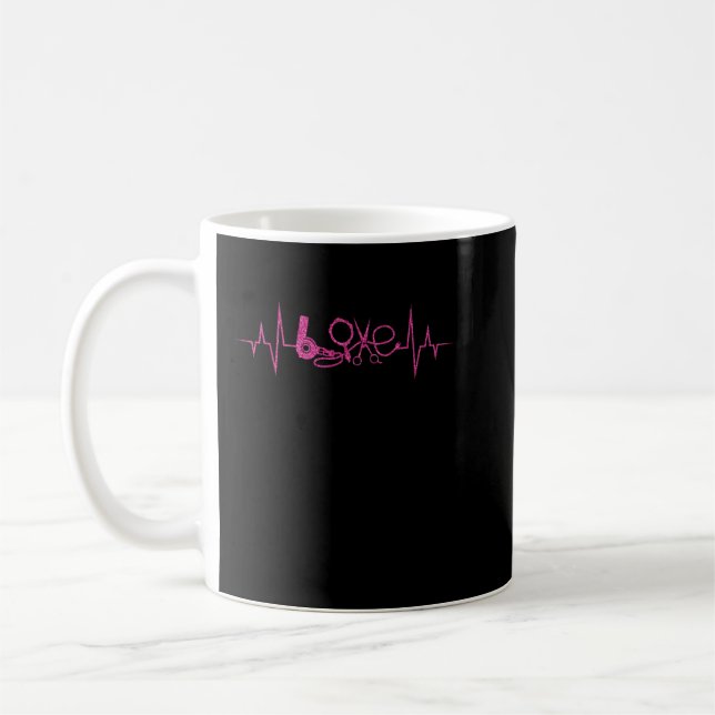 Hairdresser Gift Scissors Dryer Heartbeat Hairstyl Coffee Mug (Left)