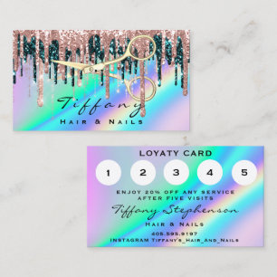 Hairdresser Golen Scissors Rose Loyalty Holograph  Business Card