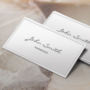 Hairdresser Hair Stylist Minimalist White Border Business Card