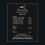 Hairdresser hair stylist salon price list promo flyer<br><div class="desc">New hairdresser hair stylist salon price list promo flyer. Make your own price list menu for your business. Professional barber scissors logo with elegant script typography. Modern minimalist design for classy hairstylist, hair salon, beauty spa etc. Customisable back background colour. Add company name, slogan, services, haircuts, styling options, colouring prices,...</div>