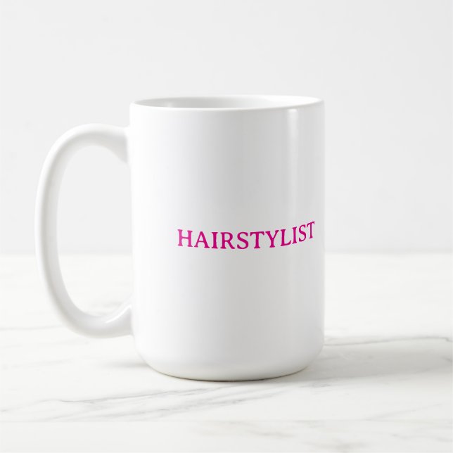 Hairdresser Hairstylist Pink Wedding Gift Favour Coffee Mug (Left)
