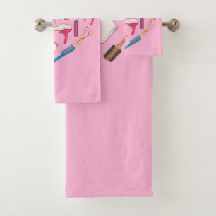 Hairdresser Hairstylist Tool Heart Bath Towel Set