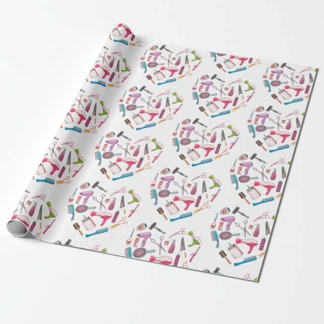 Hairdresser Hairstylist Tool Heart Wrapping Paper (Unrolled)