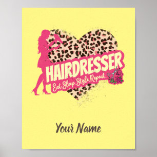Hairdresser Leopard Hair Hustler Hairstylist Poster