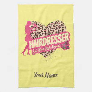 Hairdresser Leopard Hair Hustler Hairstylist Tea Towel