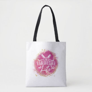 Hairdresser Life Beautician Hair Stylist Pink Gold Tote Bag