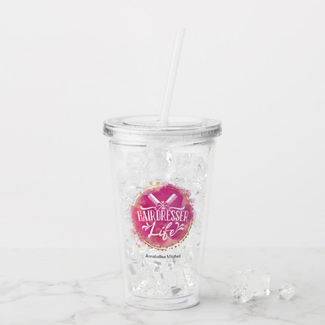 Hairdresser Life Beautician Hair Stylist Salon Acrylic Tumbler (Back Ice)