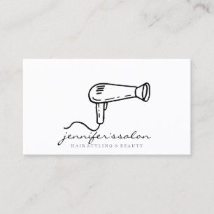 HairDresser logo black hairdryer salon stylist Business Card