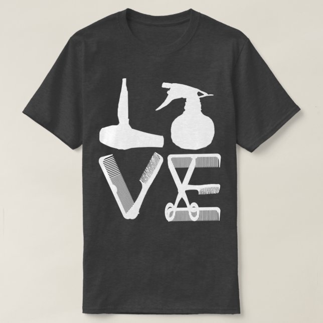 Hairdresser Love Hairdryer Scissors Barber Hair Br T-Shirt (Design Front)