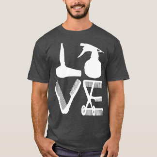Hairdresser Love Hairdryer Scissors Barber Hair Br T-Shirt