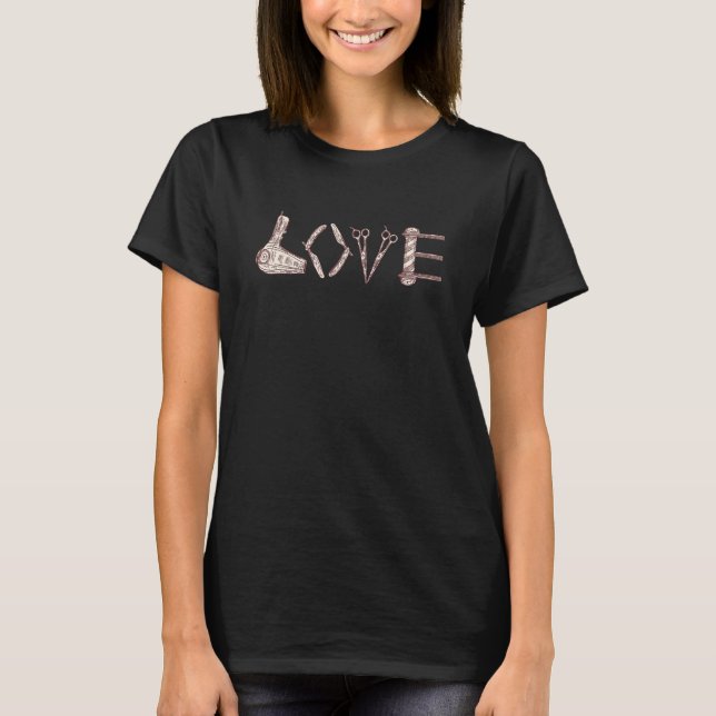 Hairdresser Love Scissors Hairstylist Hair Salon B T-Shirt (Front)
